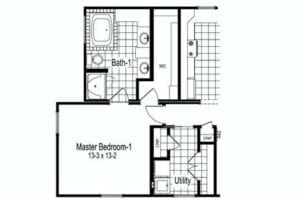 The floor plan of a master bedroom