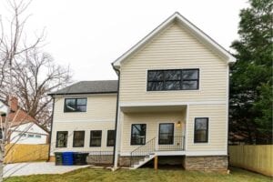 The side exterior of a modular home named Quantico